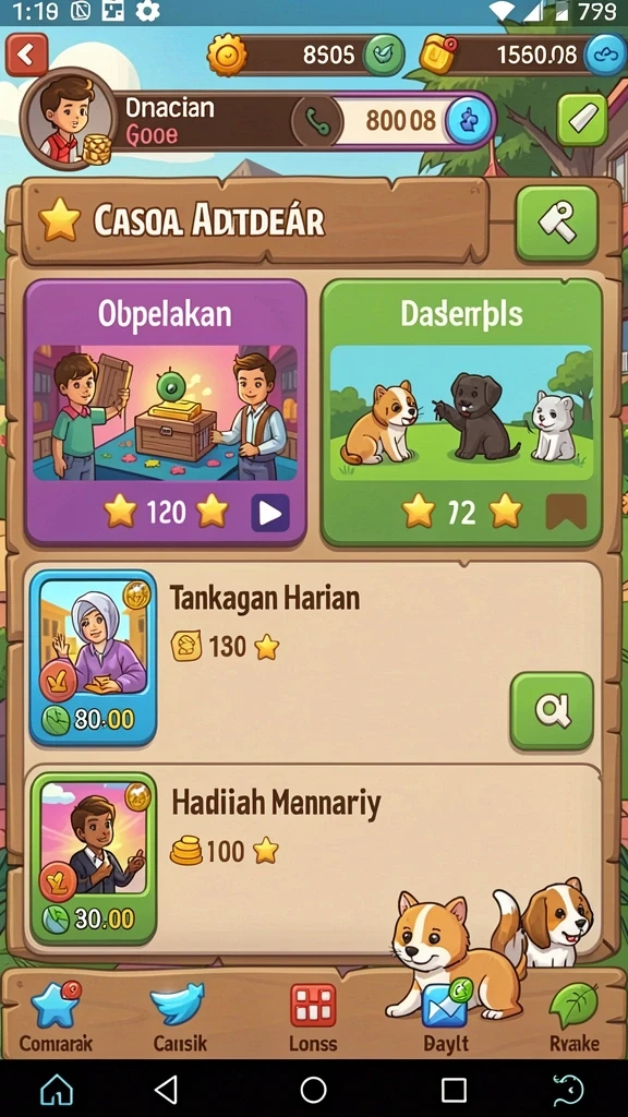 Menu tantangan dengan hadiah menarik untuk pemain.