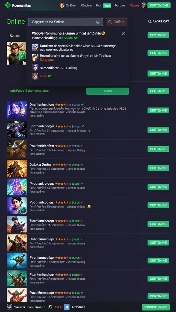 Pengguna bisa mengakses berbagai kategori game di sini.